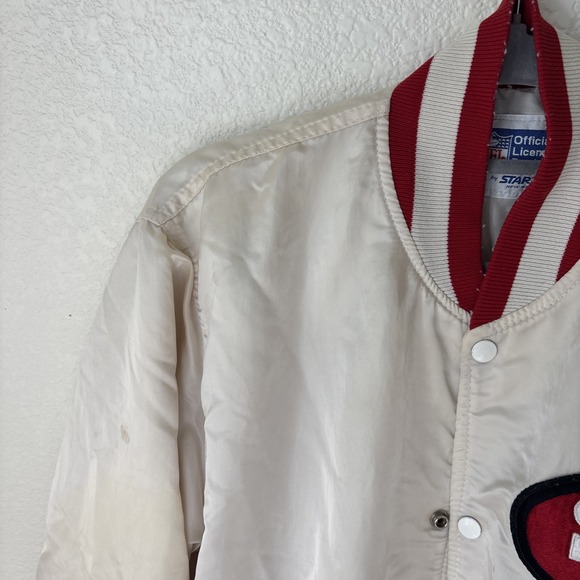 RARE Vtg 80s San Francisco 49ers STARTER Jacket L White Satin NFL Pro Line Mens - Picture 12 of 16